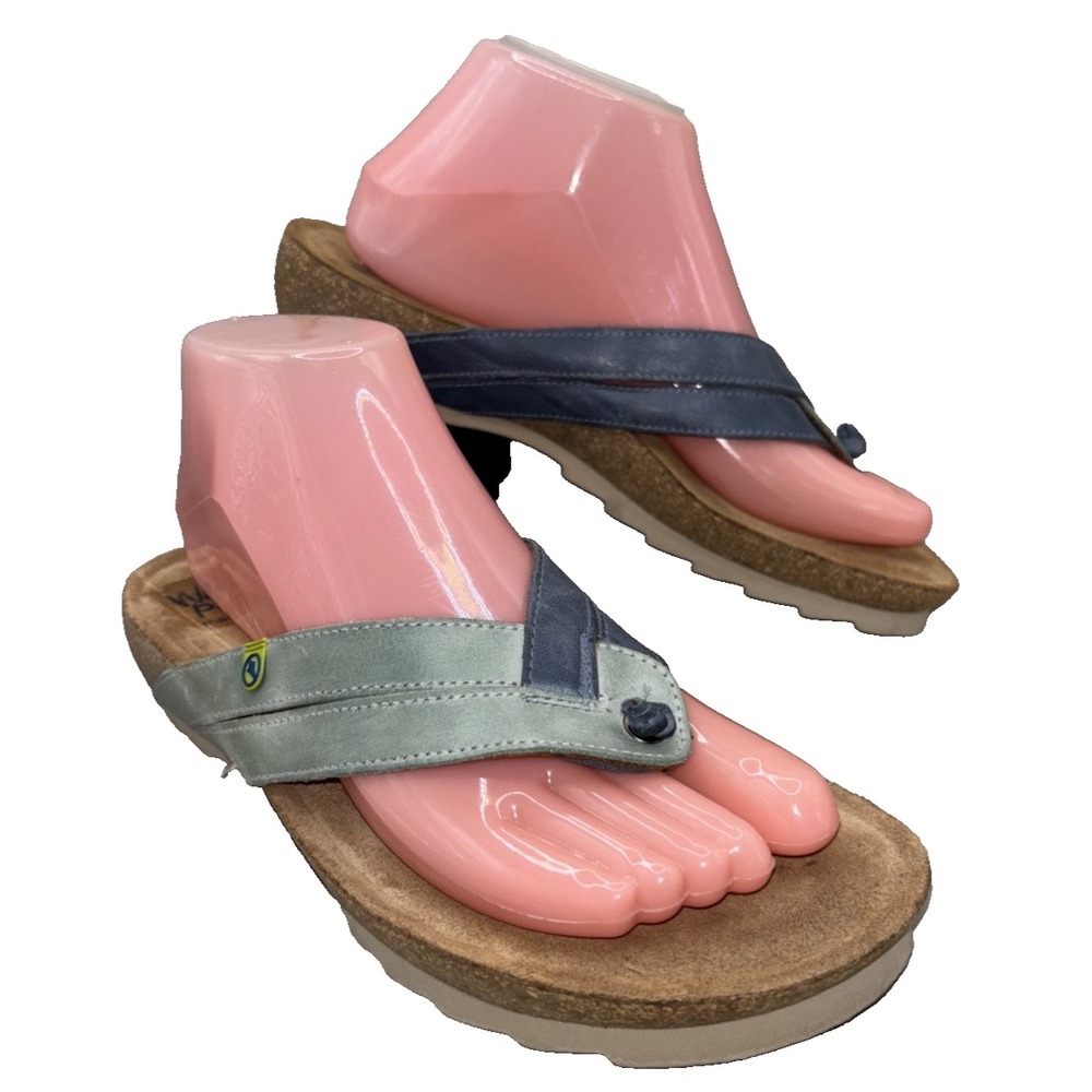 Wanda Panda Tiny Thong Sandals Women Size EU 39 US 8/8.5 Blue Green Boho Hippie